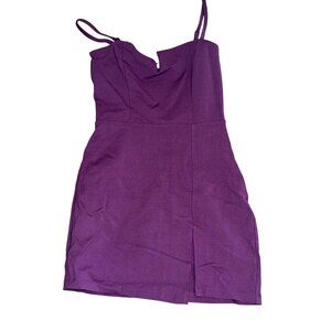 Socialite Purple Sleeveless Bodycon Mini Dress With Slit Size M